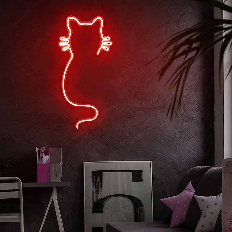 Neon na ścianę Letely w kształcie kota czerwony  - zdjęcie 5