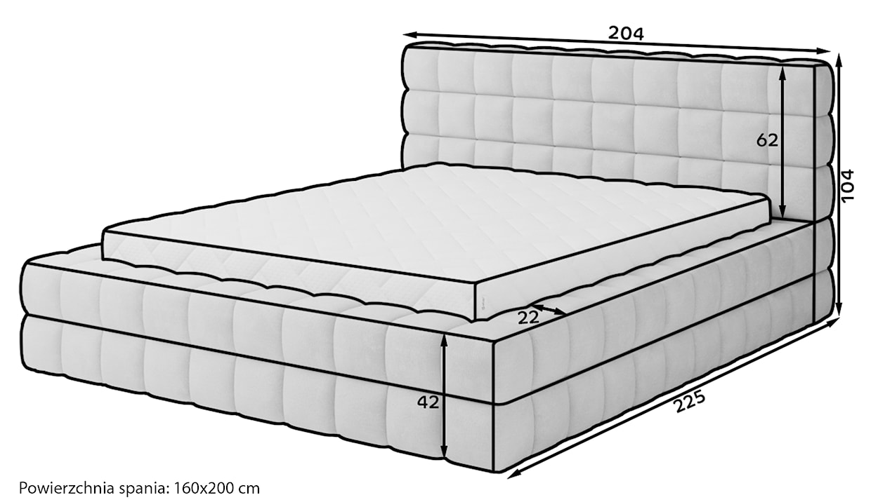 Łóżko tapicerowane 160x200 cm Boubble z pojemnikiem szare boucle  - zdjęcie 9