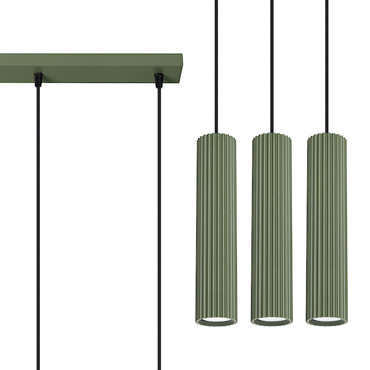 Lampa wisząca Karbon 3L zielona oliwka  - zdjęcie 2