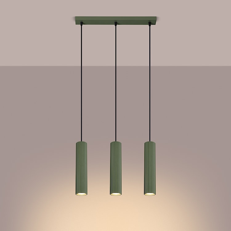 Lampa wisząca Karbon 3L zielona oliwka  - zdjęcie 4