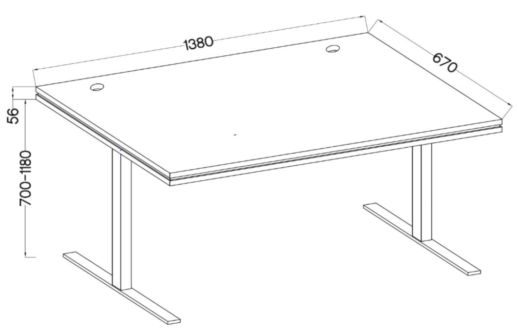 Biurko regulowane elektrycznie Stundly 138 cm Dąb artisan z czarną obwódką  - zdjęcie 3