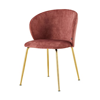 Krzesło tapicerowane Mealize w tkaninie hydrofobowej różowy velvet na złotych nogach