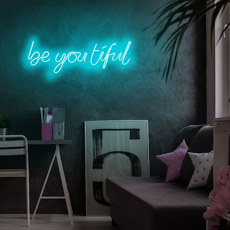 Neon na ścianę Letely z napisem BeYOUtiful niebieski  - zdjęcie 8