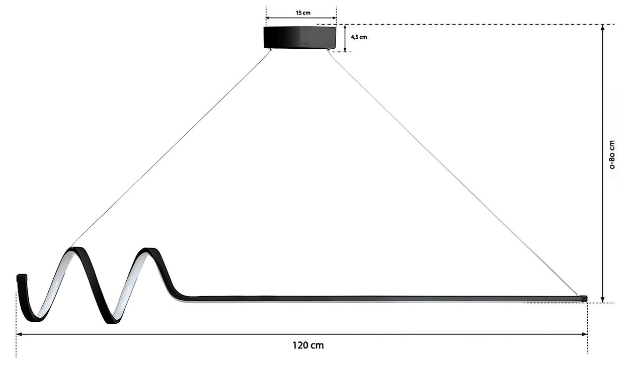 Lampa wisząca LED Herenssi długość 120 cm czarna  - zdjęcie 6