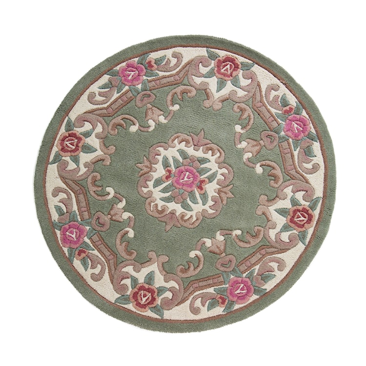 Dywan wełniany Aubusson zielony Okrągły/średnica 120 