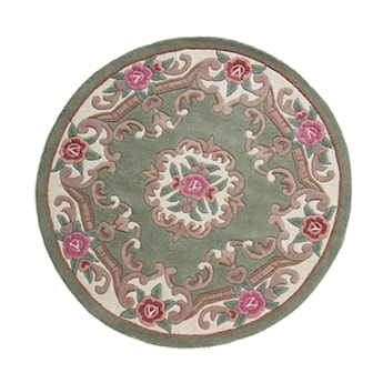 Dywan wełniany Aubusson zielony Okrągły/średnica 120