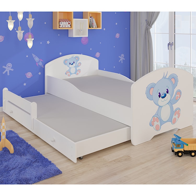 Łóżko dziecięce podwójne Blasius 160x80 cm Niebieski Miś  - zdjęcie 2