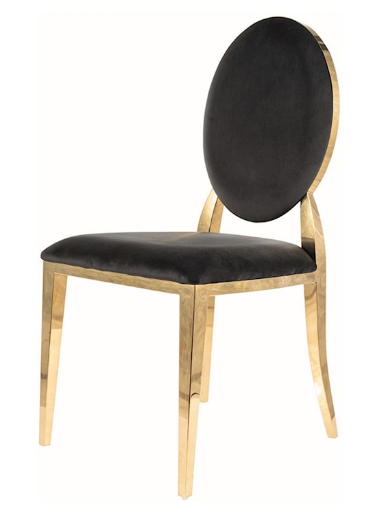 Krzesło tapicerowane Dersevie czarny velvet/ złoty stelaż  - zdjęcie 3