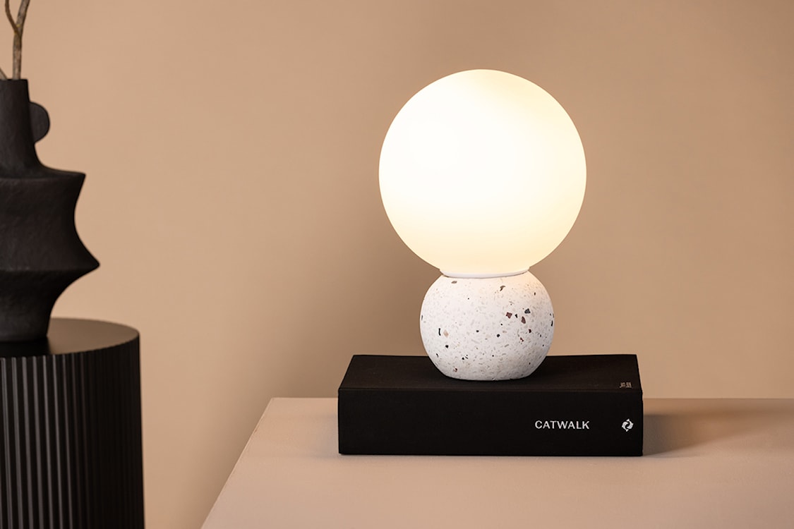 Lampa stołowa Metz 29 cm biała lastryko  - zdjęcie 4
