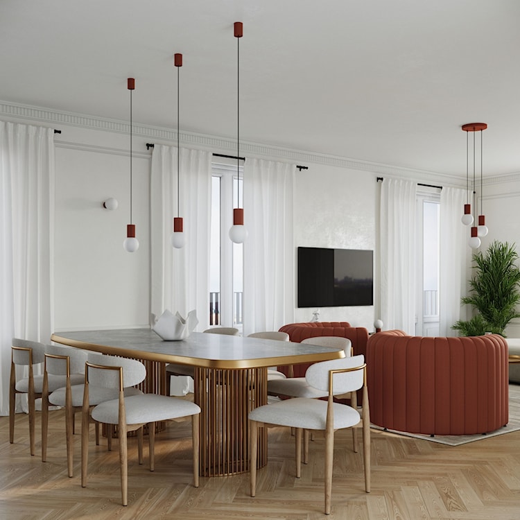 Lampa wisząca Halo 1 ochra czerwona  - zdjęcie 2