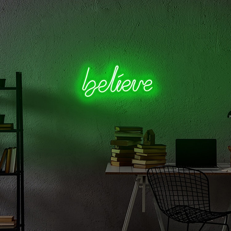 Neon na ścianę Letely z napisem Believe zielony  - zdjęcie 4