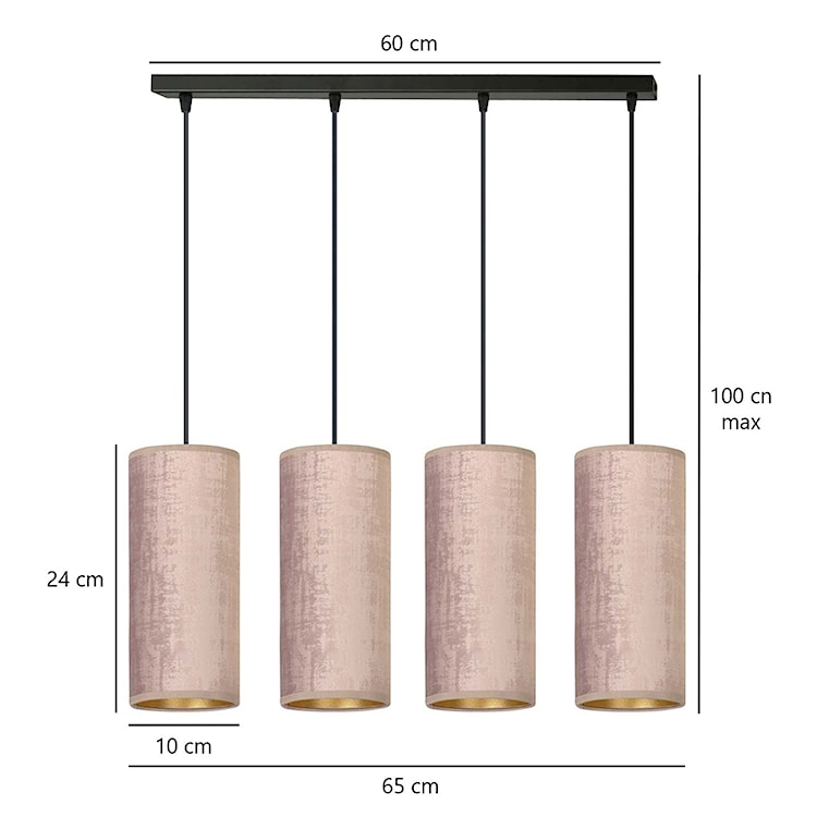 Lampa wisząca Bonett x4 65 cm różowa  - zdjęcie 6