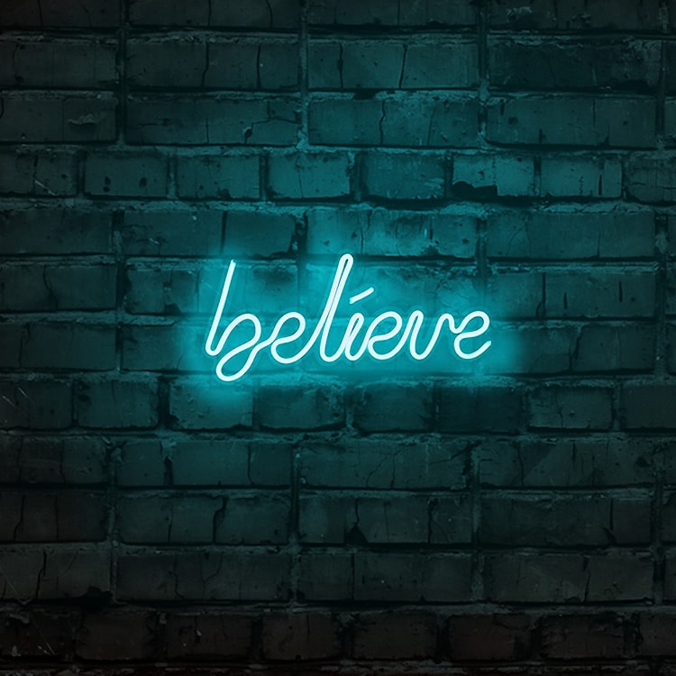 Neon na ścianę Letely z napisem Believe niebieski  - zdjęcie 3