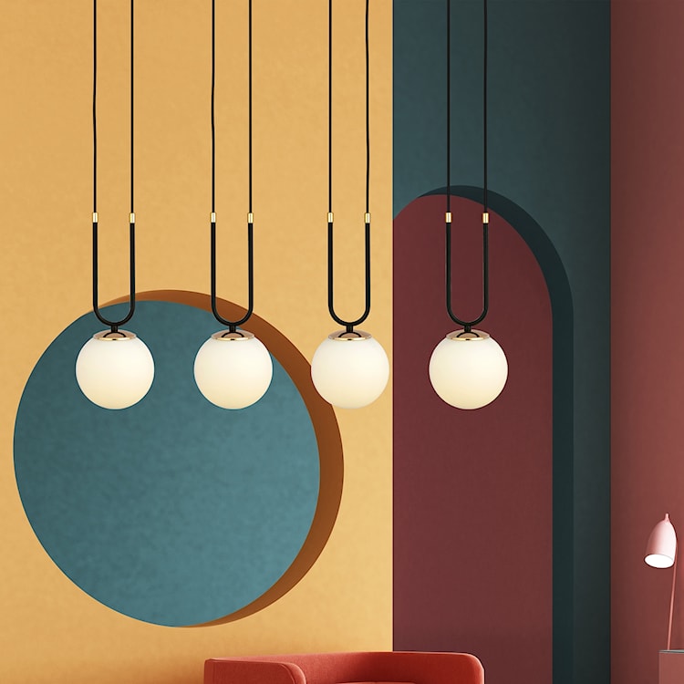 Lampa wisząca Greerlan x4 czarno-biała  - zdjęcie 4