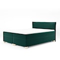 Łóżko kontynentalne 140x200 cm Froncle z pojemnikami i topperem zielone