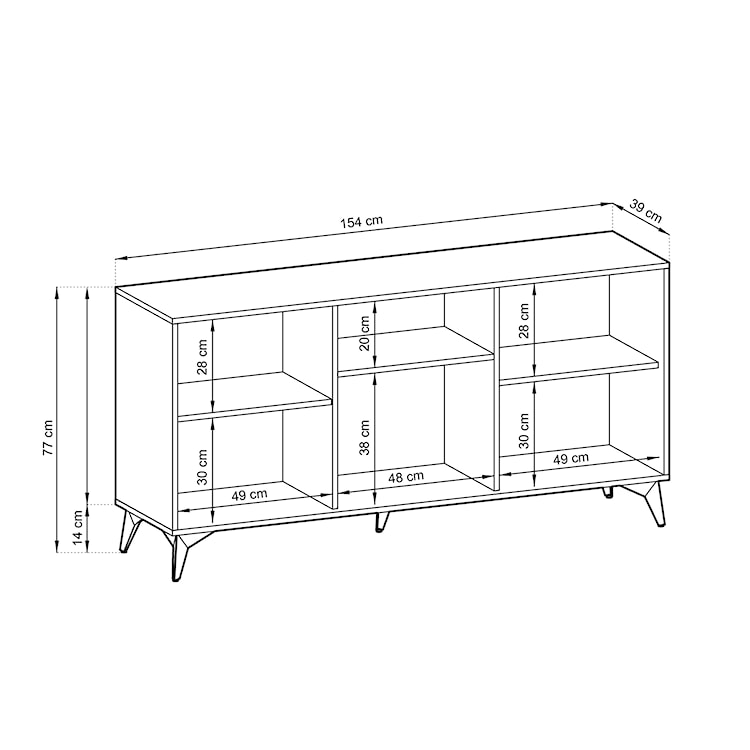 Komoda trzydrzwiowa Boulia 154 cm czarna/dąb Evoke jodełka  - zdjęcie 7