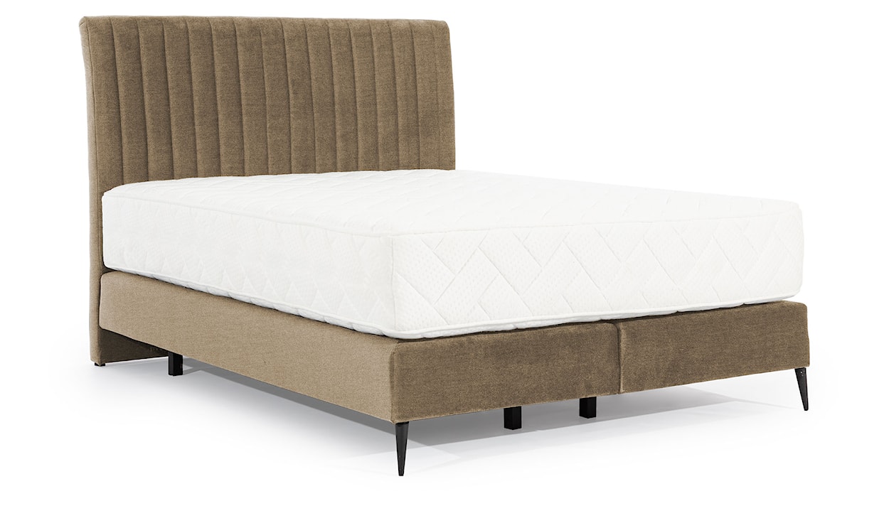 Łóżko kontynentalne 160x200 cm Cartelle beżowe w tkaninie hydrofobowej
