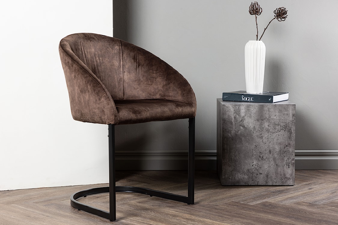 Krzesło tapicerowane Haggra ciemnobrązowe  - zdjęcie 2