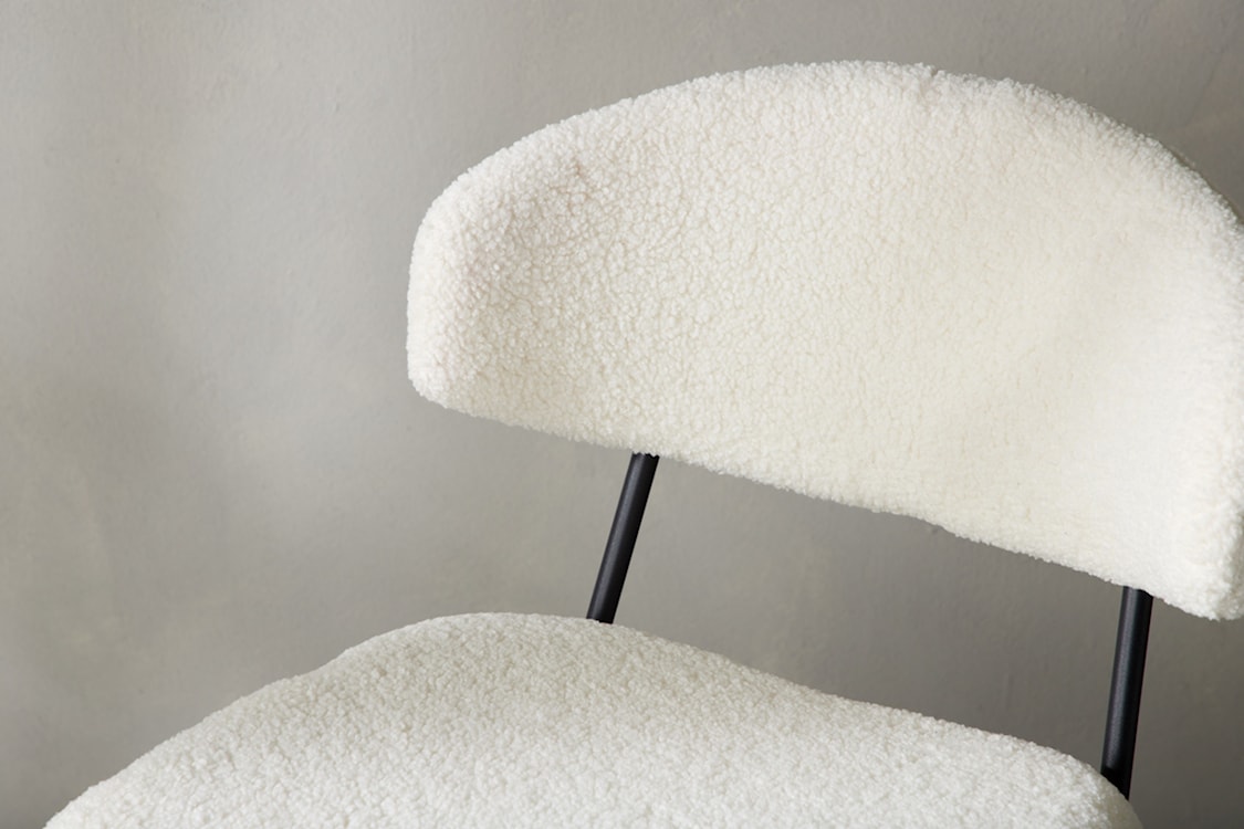 Krzesło tapicerowane Elition białe w tkaninie boucle  - zdjęcie 3