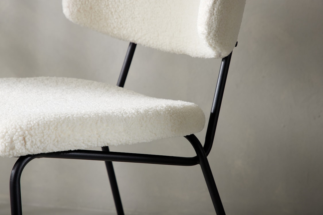 Krzesło tapicerowane Elition białe w tkaninie boucle  - zdjęcie 4