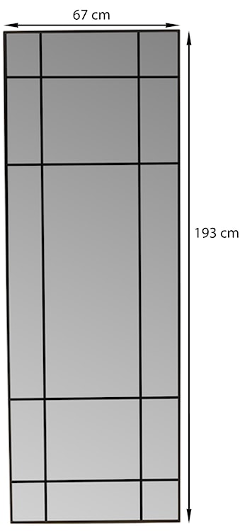 Lustro ścienne Lake 193x67 cm ze szprosami czarne  - zdjęcie 6