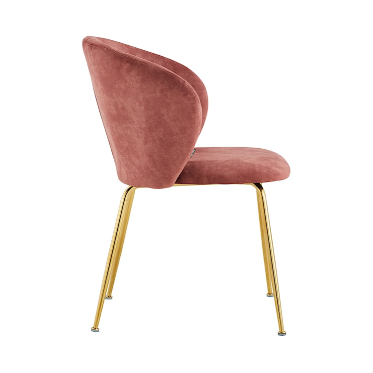 Krzesło tapicerowane Mealize w tkaninie hydrofobowej różowy velvet na złotych nogach  - zdjęcie 7