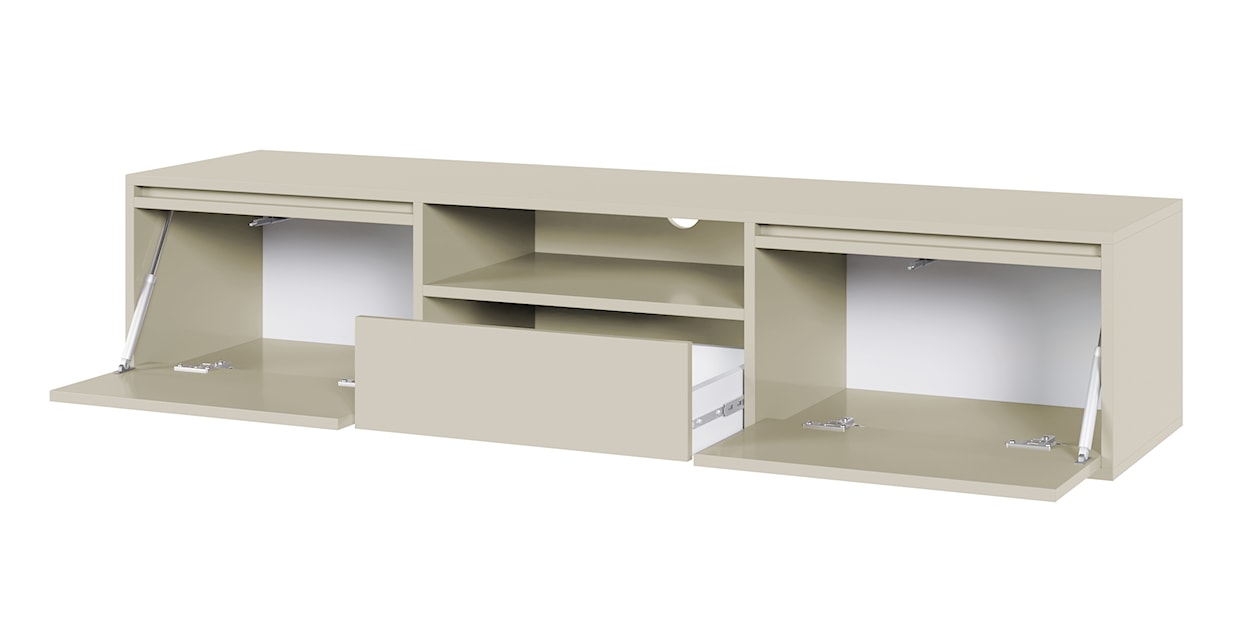 Szafka RTV dwudrzwiowa Evo z szufladą wisząca 154 cm kaszmir  - zdjęcie 7