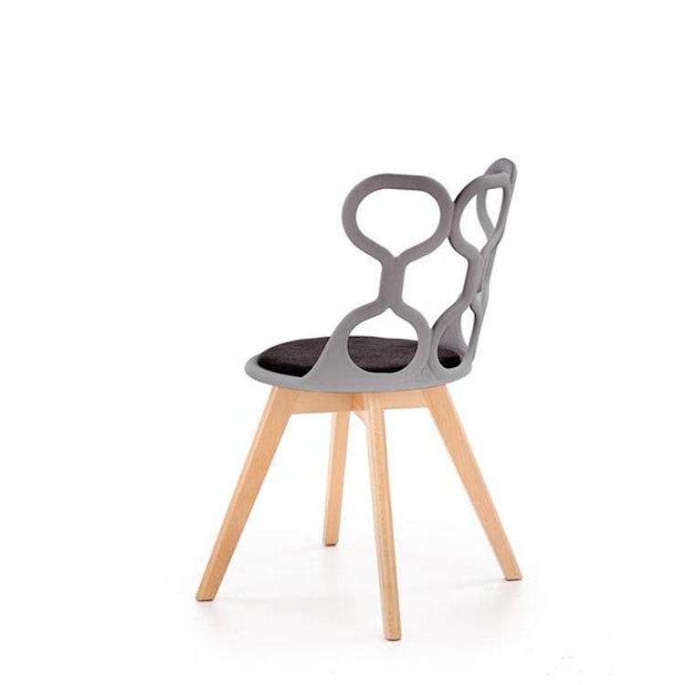 Krzesło z tworzywa Delle z popielatym ażurowym oparciem  - zdjęcie 3