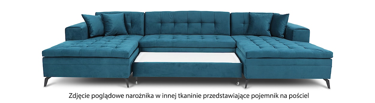 Narożnik z funkcją spania Correly U-kształtny ciemnobeżowy welwet hydrofobowy  - zdjęcie 3