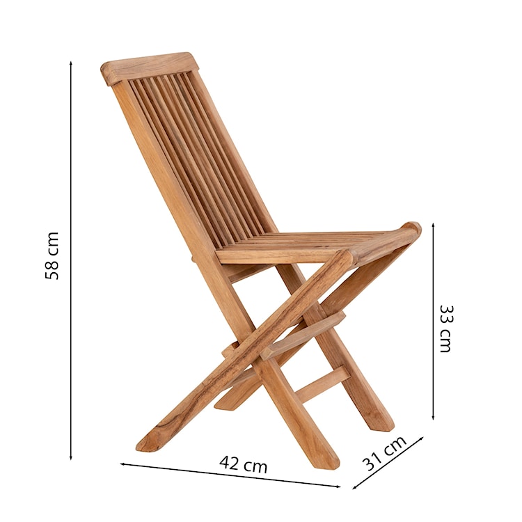 Krzesło ogrodowe Rewani 58 cm z drewna tekowego  - zdjęcie 5