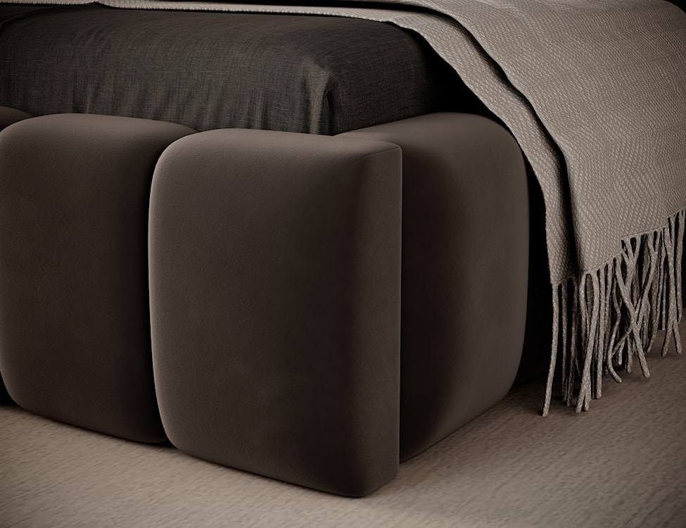 Łóżko tapicerowane 90x200 cm Rodeiro z pojemnikiem i oświetleniem ciemnobrązowe w tkaninie hydrofobowej  - zdjęcie 4