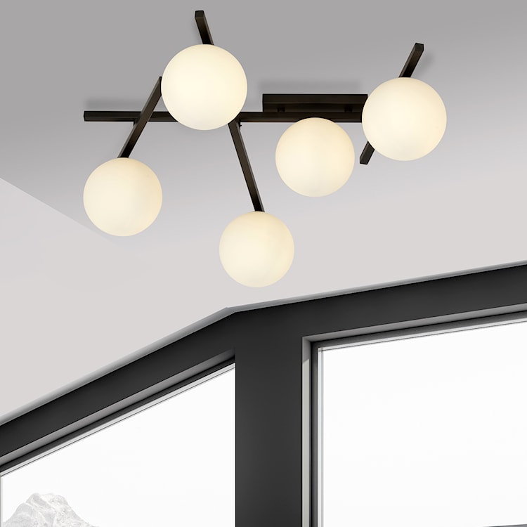Lampa sufitowa Mohants x5 czarno-biała  - zdjęcie 3
