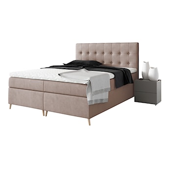 Łóżko kontynentalne Merrans 180x200 z dwoma pojemnikami, materacem i topperem różowe hydrofobowe