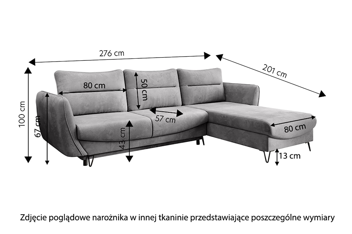 Narożnik z funkcją spania Bradeno L-kształtny z pojemnikiem zielony w tkaninie hydrofobowej prawostronny  - zdjęcie 4