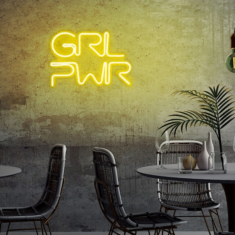 Neon na ścianę Letely z napisem Girl Power żółty  - zdjęcie 4