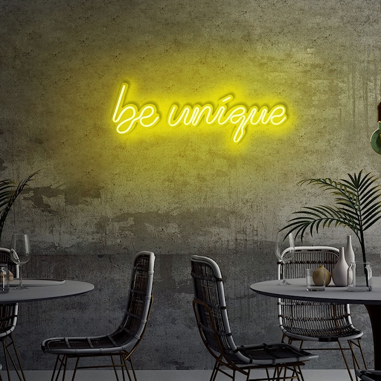 Neon na ścianę Letely z napisem Be Unique żółty  - zdjęcie 8