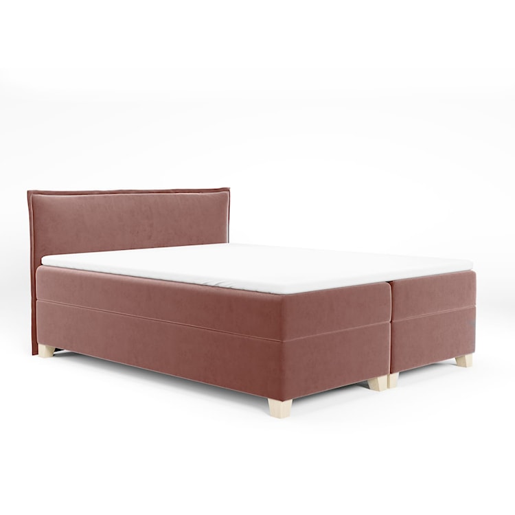 Łóżko kontynentalne 160x200 cm Froncle z pojemnikami i topperem różowe  - zdjęcie 3