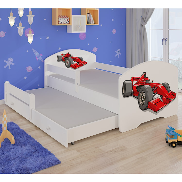 Łóżko dziecięce podwójne Blasius 160x80 cm Samochód wyścigowy z barierką  - zdjęcie 2