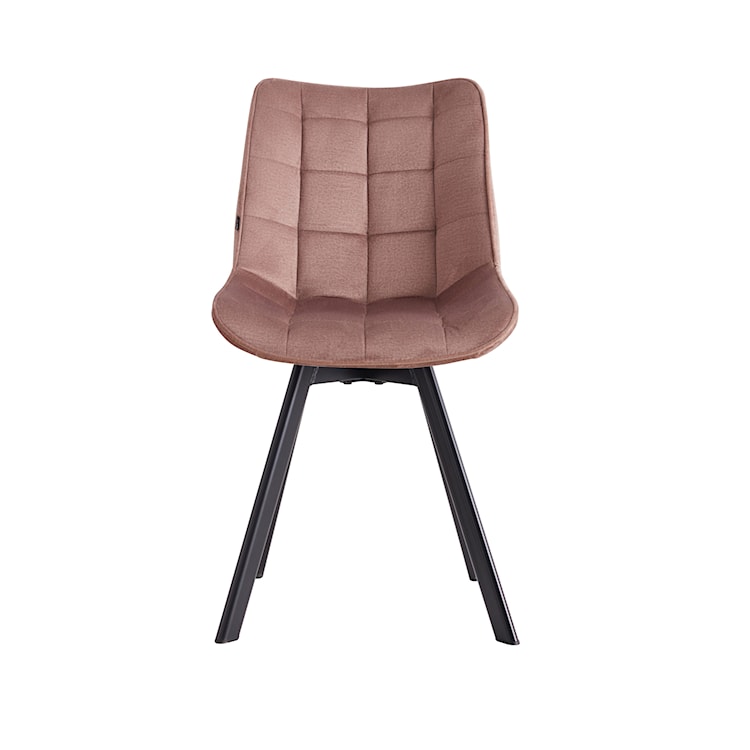 Krzesło tapicerowane pikowane Castineta na obrotowej podstawie jasnobrązowy welur hydrofobowy  - zdjęcie 7