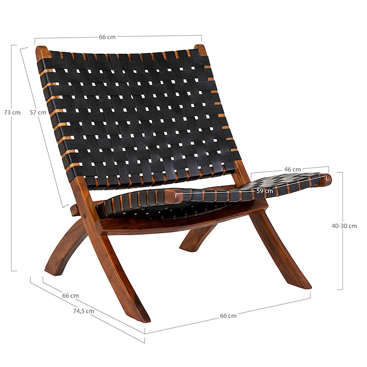 Fotel skórzany Bargino czarny w stylu boho  - zdjęcie 3