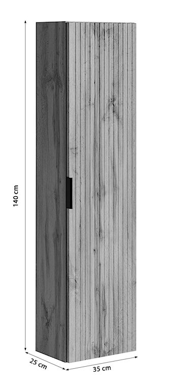 Regał łazienkowy Temirni 35 cm wiszący czarny lamele  - zdjęcie 8