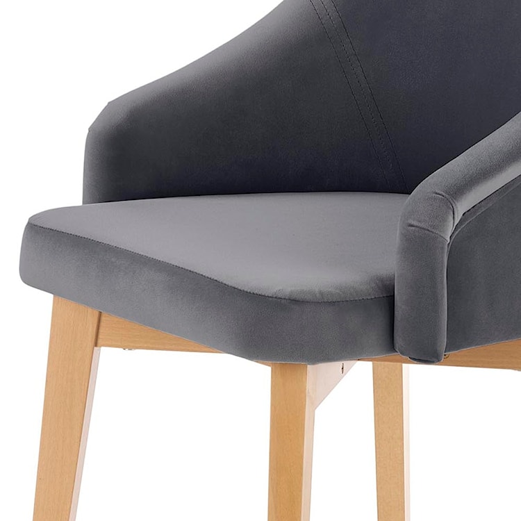 Krzesło tapicerowane Berlas ciemnoszary velvet - dąb miodowy  - zdjęcie 3