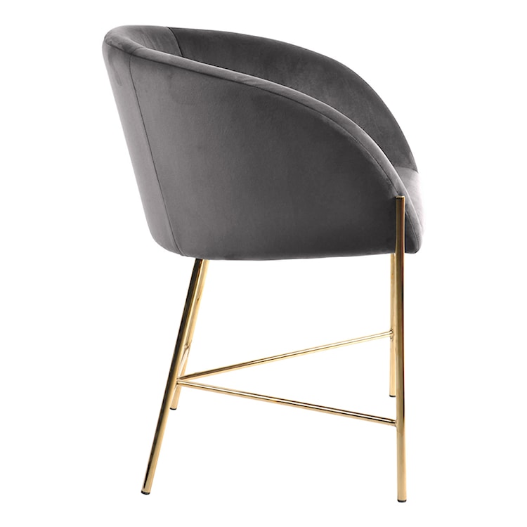 Krzesło tapicerowane Ribioc szary welur na złotych nogach  - zdjęcie 3