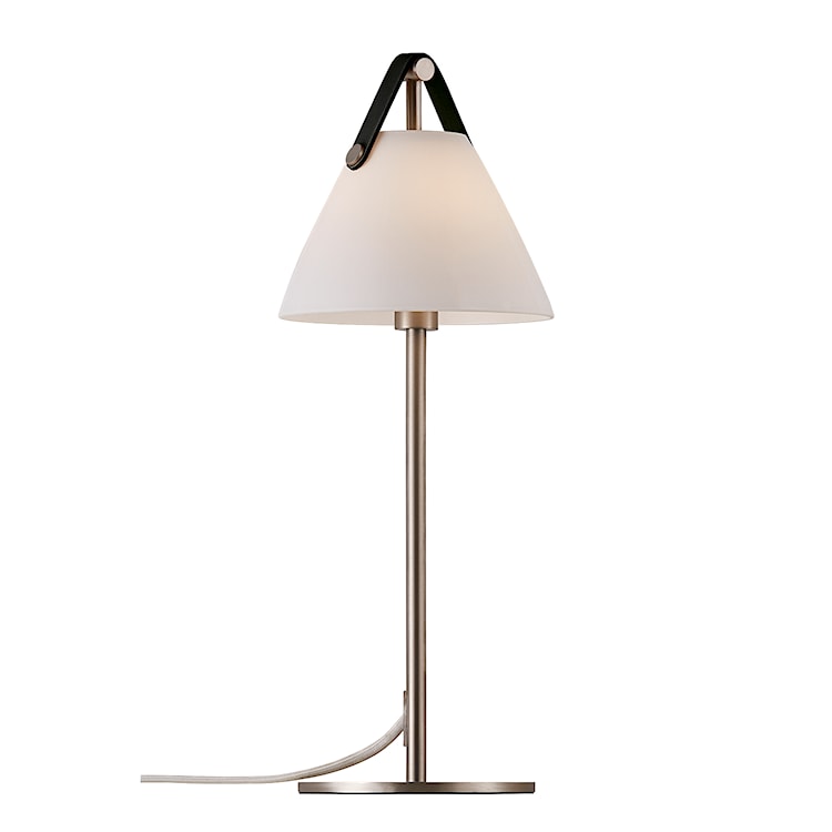 Lampa stołowa Strap srebrna ze skórzanym paskiem  - zdjęcie 8