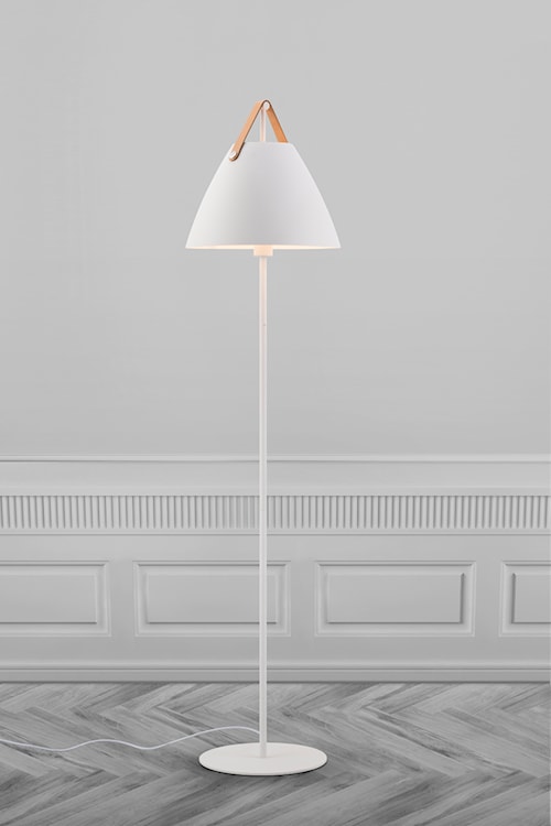Lampa podłogowa Strap 153,7 cm biała ze skórzanym paskiem  - zdjęcie 6