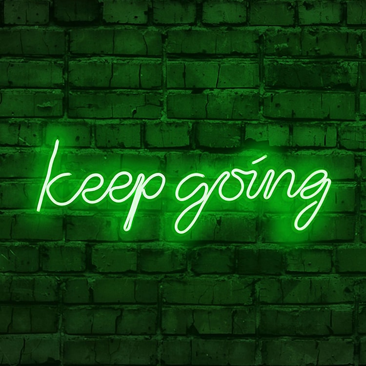 Neon na ścianę Letely z napisem Keep Going zielony  - zdjęcie 2