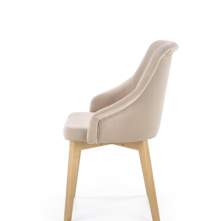 Krzesło tapicerowane Berlas beżowy velvet - dąb miodowy  - zdjęcie 3