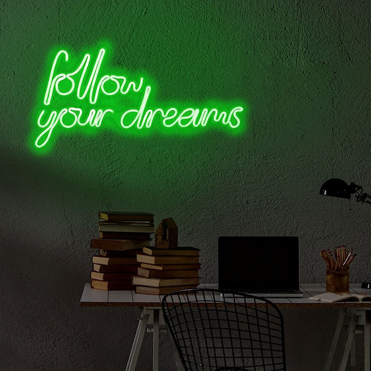 Neon na ścianę Letely z napisem Follow Your Dreams zielony  - zdjęcie 4