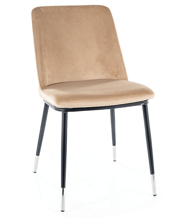 Krzesło tapicerowane Sionior beżowy velvet/ chromowane detale