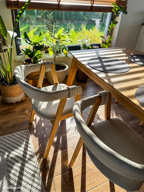 Krzesło drewniane do jadalni Inneles dąb naturalny/beżowe  - zdjęcie 6